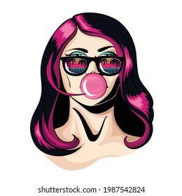 Cartoon Style Woman Bust Vector Illustration Stock Vector (Royalty Free ...