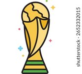 Cartoon Style World Cup Trophy with Gold and Green Accents and S