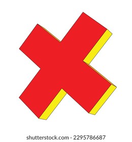 Una marca de estilo X en rojo naranja y amarillo aislado en un fondo blanco