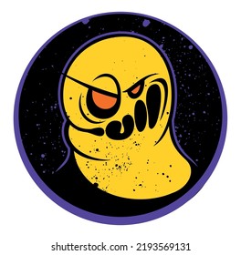 Cartoon style yellow monster character, monster vector image. Isolated on white background.
