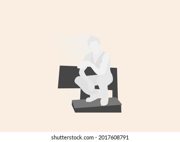 cartoon style young man vector . flat design