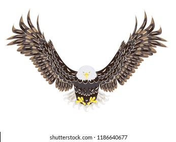 Cartoon stylized bald eagle decorative design illustration.