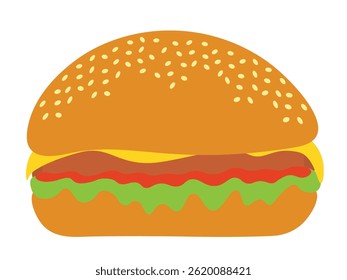 Cartoon stylized burger, minimalistic, colorfull