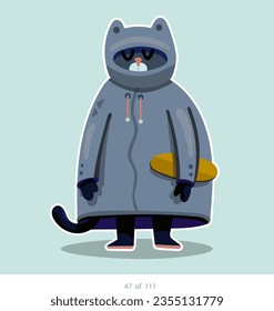 Cartoon stylized cat character. Set of 111 units. Number 47. 2d animation, printing, pets, stickers, digital art. Conceptual toys.