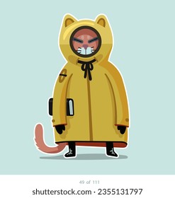 Cartoon stylized cat character. Set of 111 units. Number 49. 2d animation, printing, pets, stickers, digital art. Conceptual toys.