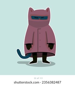 Cartoon stylized cat character. Set of 111 units. Number 53. 2d animation, printing, pets, stickers, digital art. Conceptual toys.