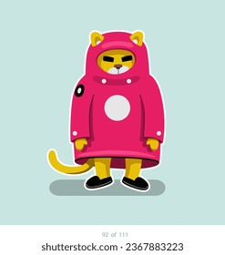 Cartoon stylized cat character. Set of 111 units. Number 92. 2d animation, printing, pets, stickers, digital art. Conceptual toys.