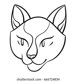 Cartoon stylized cat hand drawn vector head