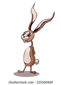 Cartoon Stylized Cute Rabbit with long Ears, Vector Illustration isolated on White Background, Outlines available on separate Layer. 
