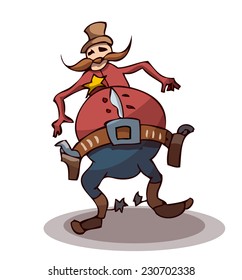 Cartoon Stylized Fat Sheriff, Vector Illustration isolated on White Background. Outline available on a separated Layer. 