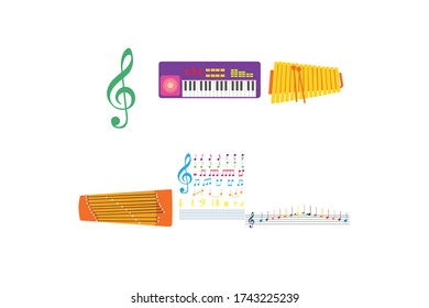 Cartoon Stylized Musical Intruments Vector Illustrations