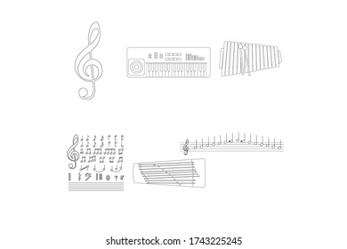 Ilustraciones vectoriales de instrumentos musicales estilizados