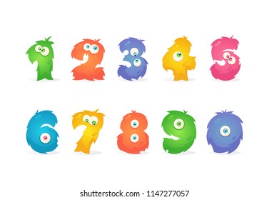 Cartoon Stylized Numbers. Vector Set