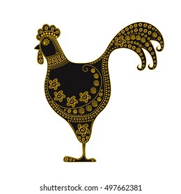 Cartoon stylized rooster ornament. Symbol 2017.
