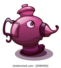 Cartoon Stylized Teapot. Vector Illustration isolated on White Background. 