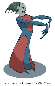 Cartoon Stylized Vampire, Vector Illustration isolated on White Background.