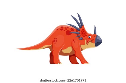 Cartoon Styracosaurus dinosaur character. Prehistoric creature or animal, extinct beast or dinosaur isolated vector funny personage. Jurassic era reptile, paleontology herbivore lizard with horns