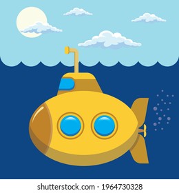 Cartoon Submarine Drawing Children Stock Vector (Royalty Free ...