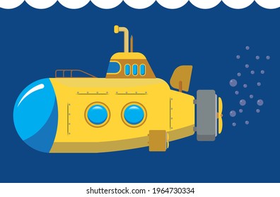 Cartoon Submarine Drawing Children Stock Vector (Royalty Free ...