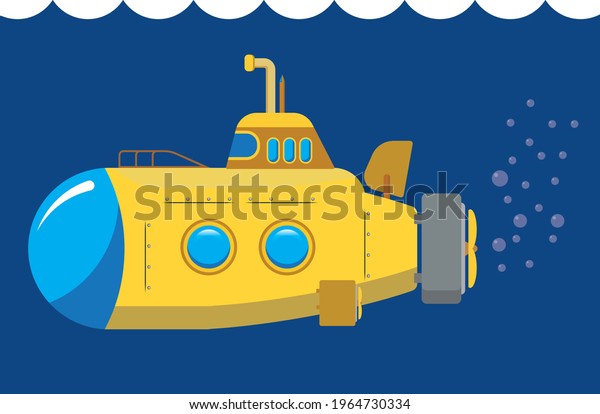 Cartoon Submarine Drawing Children Stock Vector (Royalty Free ...