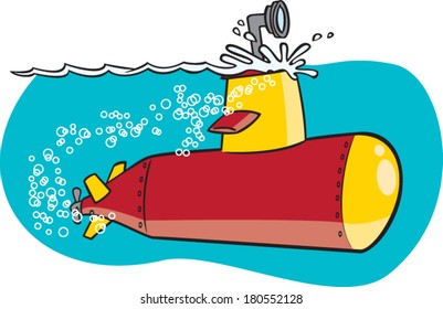cartoon submarine in the ocean