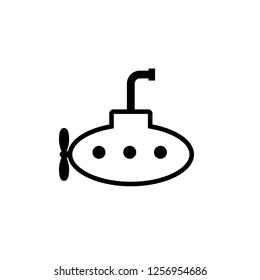 Cartoon submarine outline icon. Clipart image isolated on white background