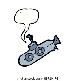 cartoon submarine with speech bubble