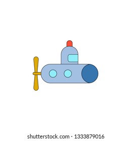 cartoon submarine toy colored icon. Signs and symbols can be used for web, logo, mobile app, UI, UX