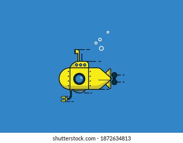 Cartoon submarine under water vector