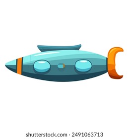 Cartoon submarine vector illustration, fish shaped submarine clip art image