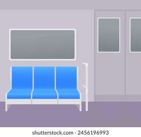 Caricatura Subway Train Nadie Tarjeta Cartel Transporte Subterráneo Concepto Diseño Plano Estilo.