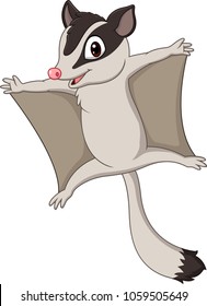 Cartoon sugar glider gliding