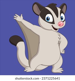 Cartoon sugar glider posing animal character design illustration