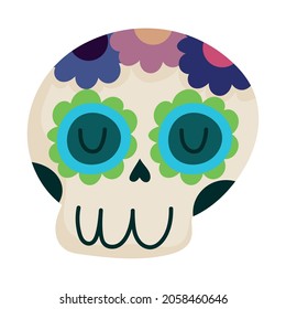 cartoon sugar skull flat icon