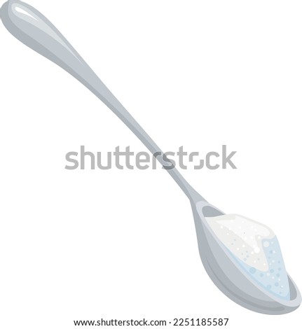 Cartoon sugar spoon icon. Baking powder ingredient isolated on white background