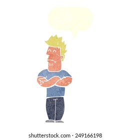 cartoon sulking man with speech bubble