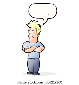 cartoon sulking man with speech bubble
