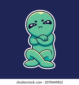 Cartoon sulky alien with funny pose