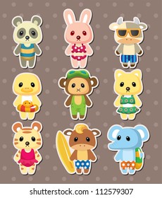 cartoon summer animal stickers