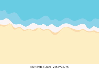Cartoon Summer Beach Background. Vector Illustration Design