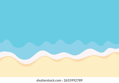 Desenho Animado Summer Beach Background Design de Ilustração de Vetor