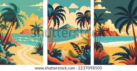 Similar – Image, Stock Photo Landscape with palm trees and a huge moon