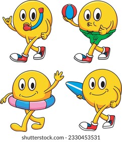 conjunto de ilustraciones de dibujos animados de verano