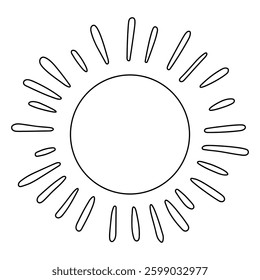 Cartoon summer clip art vector. Doodle summer sun coloring pages for kids. Trace and color sun. Happy sunny. Summer worksheets for kids activity printable.
