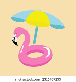 Cartoon summer elements, travel, beach, summertime accessory. Exotic fruits vector illustration. Palm and serfing board. Umbrella