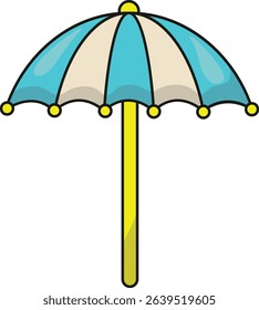 Cartoon summer elements, travel, beach, summertime accessory. Cocktails, ice cream and exotic fruits vector illustration set. Palm and serfing board. Umbrella and sunglasses