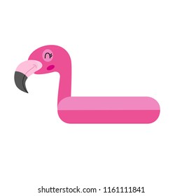 Cartoon summer flamingo float on a white background