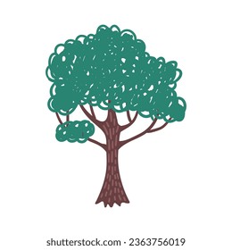 Cartoon Summer Green Tree for Garden or Park Isolated on a White Background Concept Flat Design Style. Vector illustration
