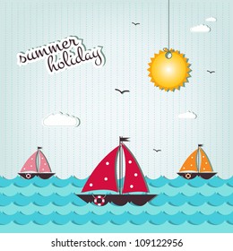 cartoon summer holiday background   - scrap elements