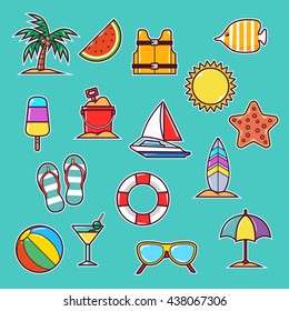 Cartoon summer icon set